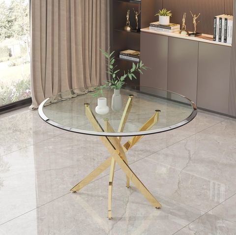 Amazon.com - 36'' Dining Table With Tempered Glass Top, Round Dininng ... with regard to Creating lasting impressions with tempered glass dining tables that blend elegance and resilience